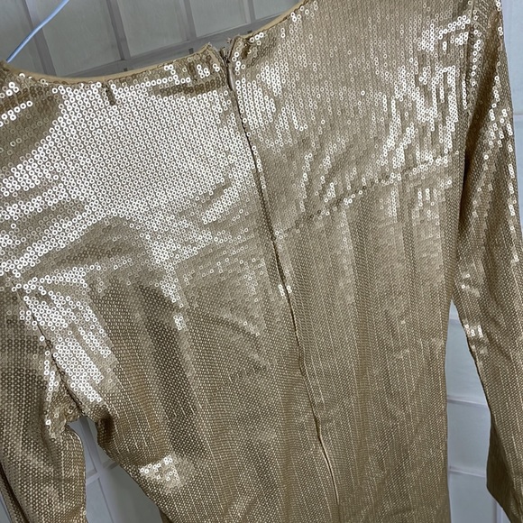 Gold Sequin Long Sleeve Dress - Picture 4 of 5